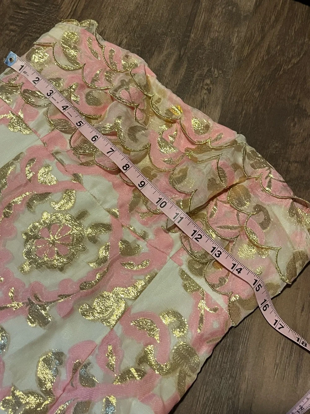 Lilly Pulitzer Strapless Pink, Gold and Cream Floral Brocade Dress - Picture 6 of 7